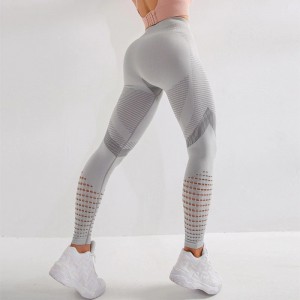 SVOKOR High Waist Fitness Leggings Women Sexy Seamless Leggings Hollow Printed Workout Pants Push Up Slim Elasticity